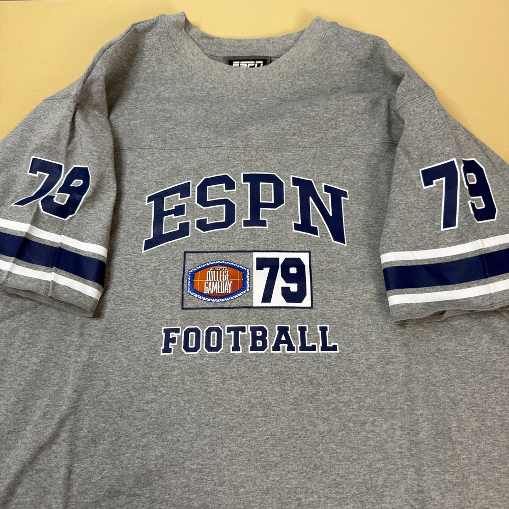 ESPN Football T-Shirt Mens XL Grey Excellent College GameDay 79 Jersey Style - Picture 4 of 10